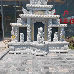 怀化芝麻白中国黑石材套墓 花岗岩墓碑